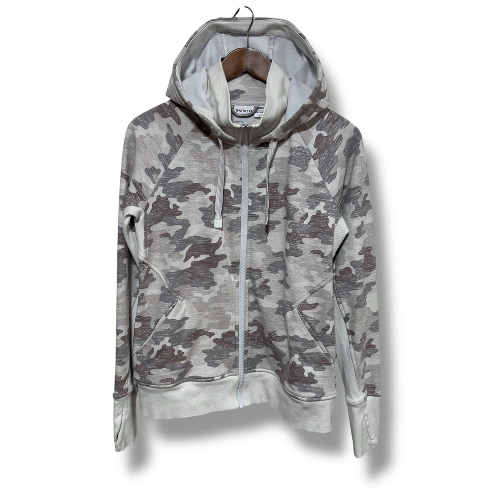 Athleta Women's Triumph Printed Camo Hoodie Jacket‎ Size Medium 18 x 25